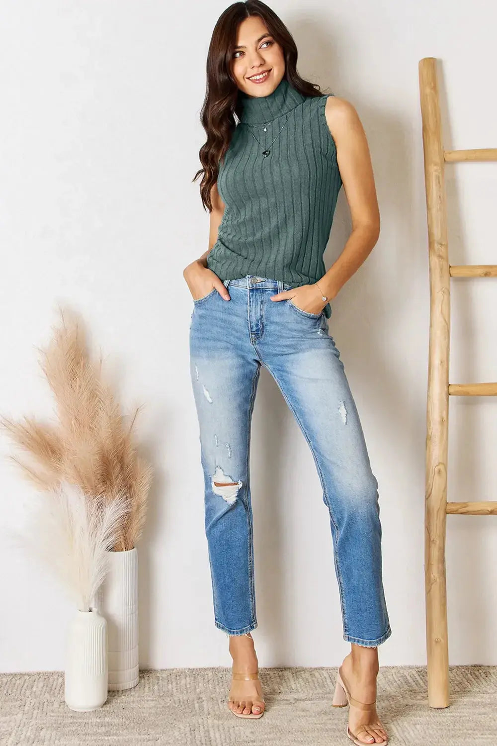 Basic Bae Full Size Ribbed Turtleneck Tank - Love Salve